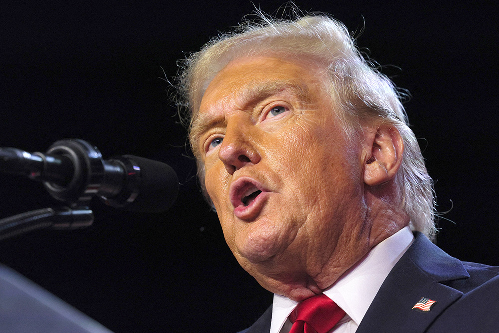Republican President-elect Donald Trump addresses supporters during his rally at the Palm Beach County Convention Center in West Palm Beach, Fla., Nov. 6, after being elected the 47th president of the United States. (OSV News/Reuters/Brian Snyder)